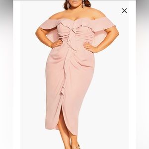 City Chic Va Va Voom dress in Ballet pink